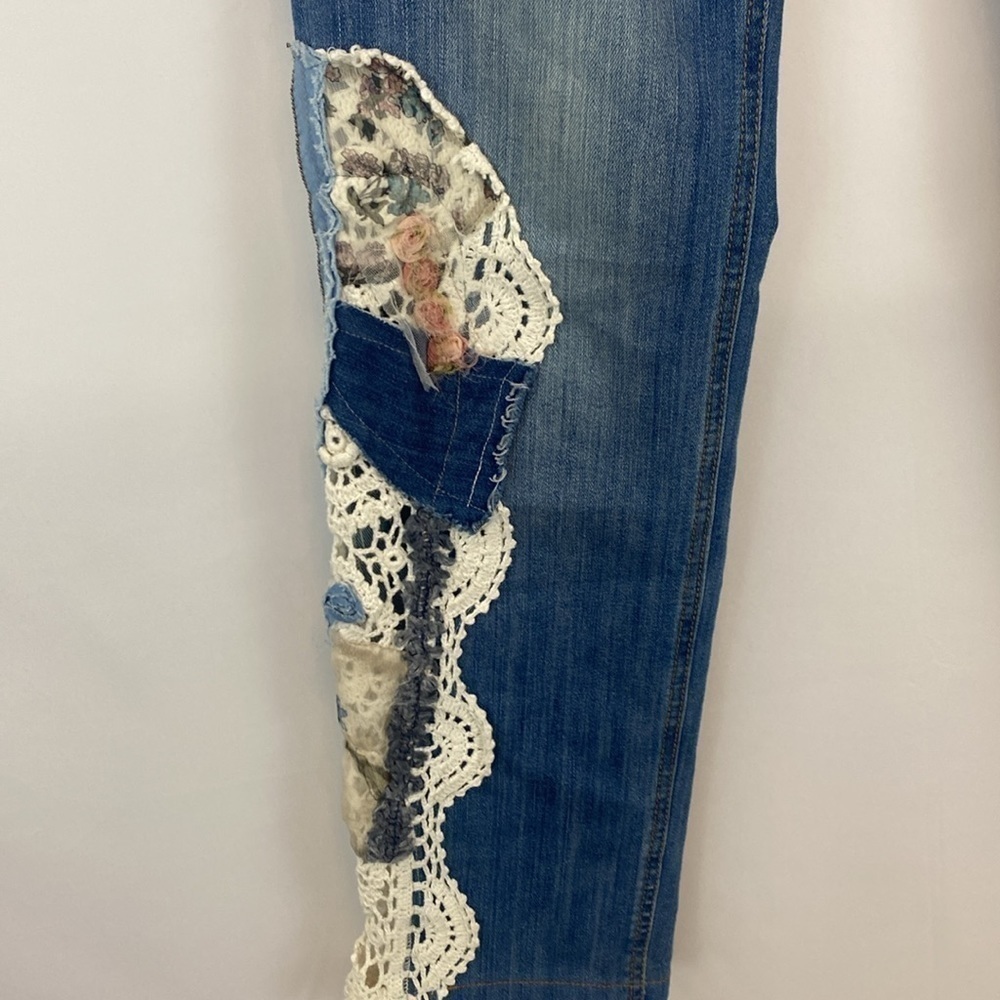 Crochet Patched High Rise Straight Leg Jeans - Picture 7 of 15